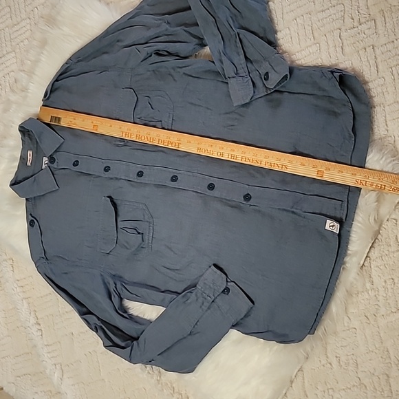 Aigle Blue Button Down Shirt Long Sleeve Utility Workwear 100% Cotton Large - Picture 3 of 6